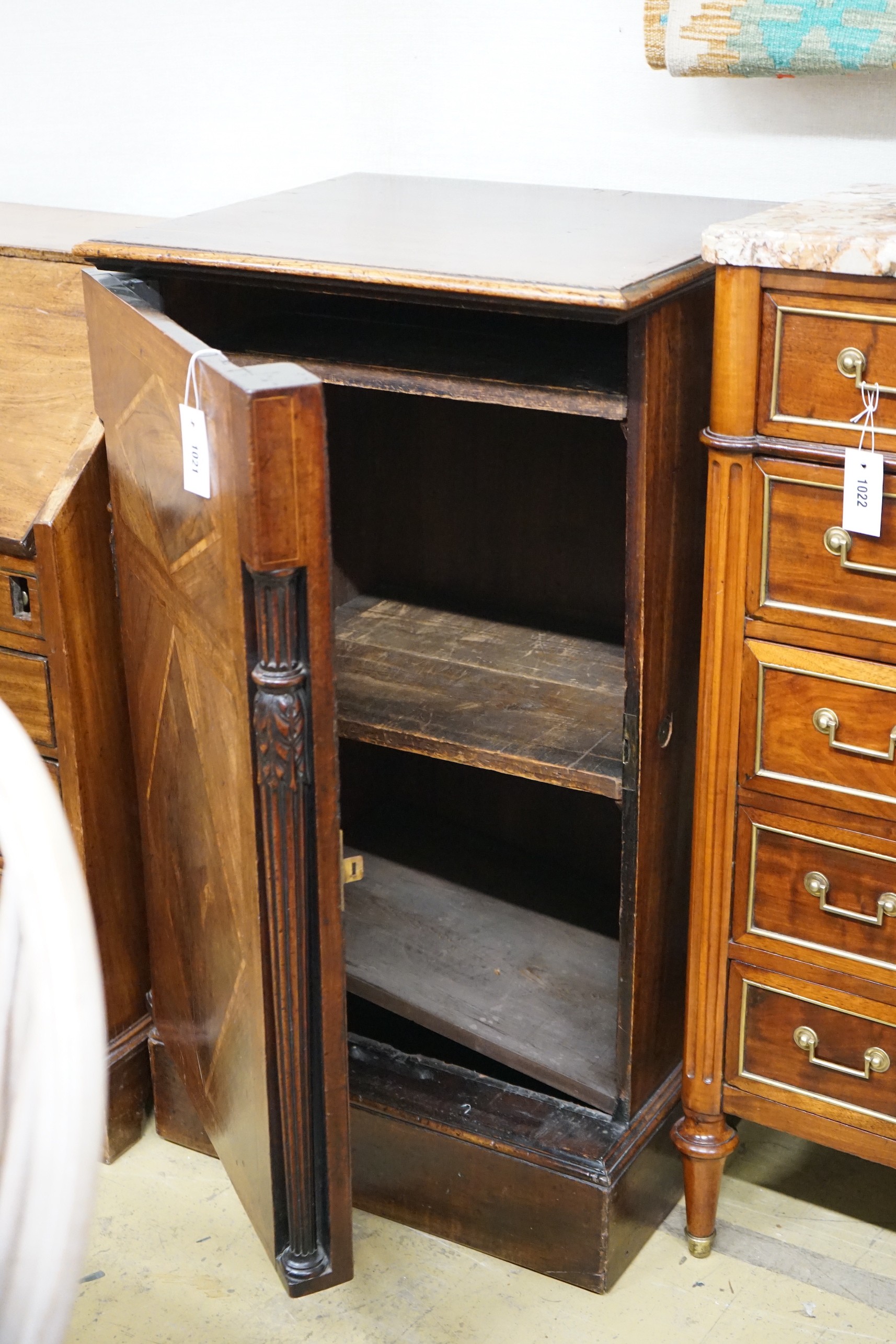 A George IV mahogany pedestal cabinet (formerly a sideboard section), length 57cm, depth 49cm, height 102cm